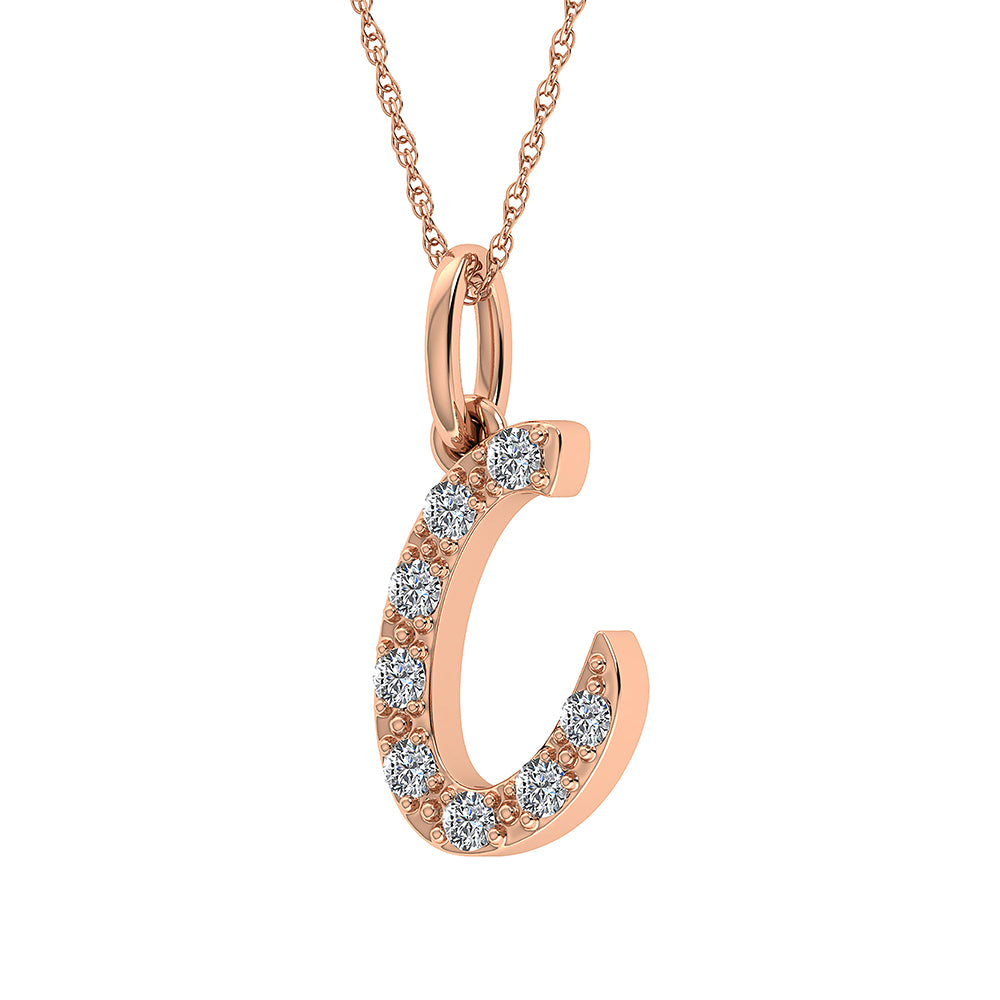 Diamond 1/8 Ct.Tw. Letter C Pendant in 10K Rose Gold