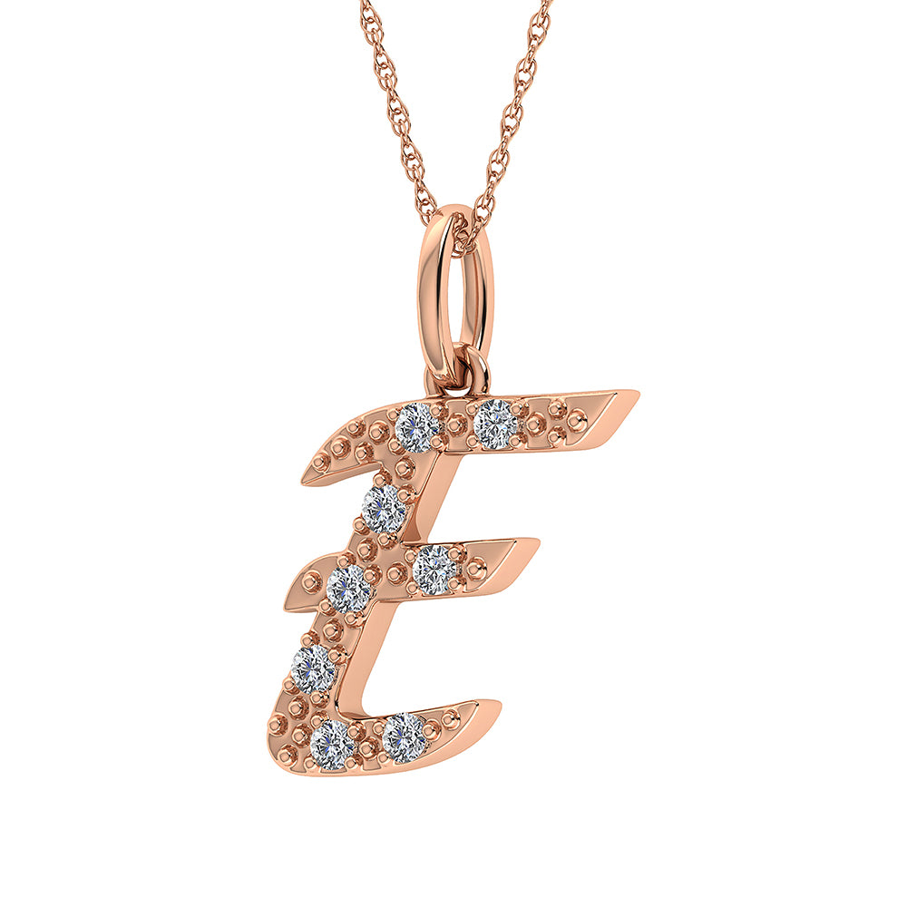 Diamond 1/8 Ct.Tw. Letter E Pendant in 10K Rose Gold