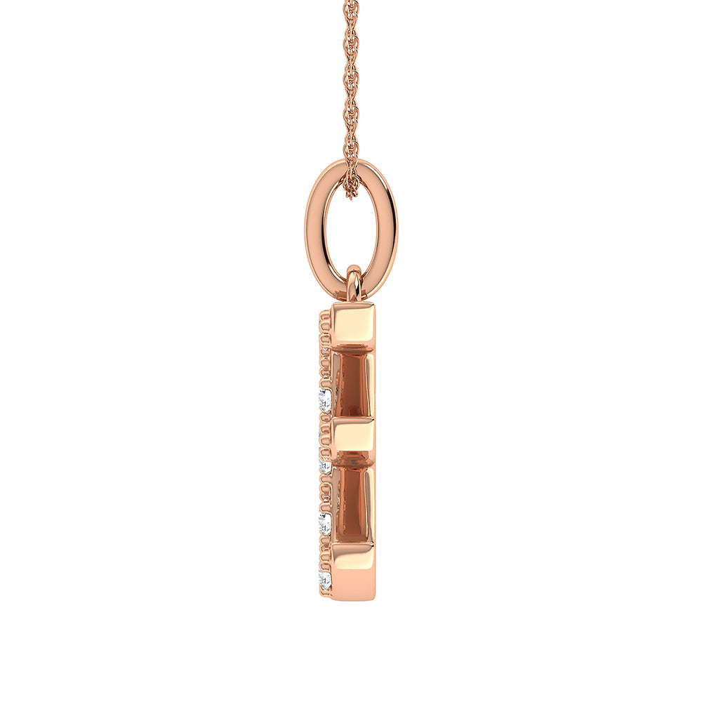 Diamond 1/8 Ct.Tw. Letter E Pendant in 10K Rose Gold