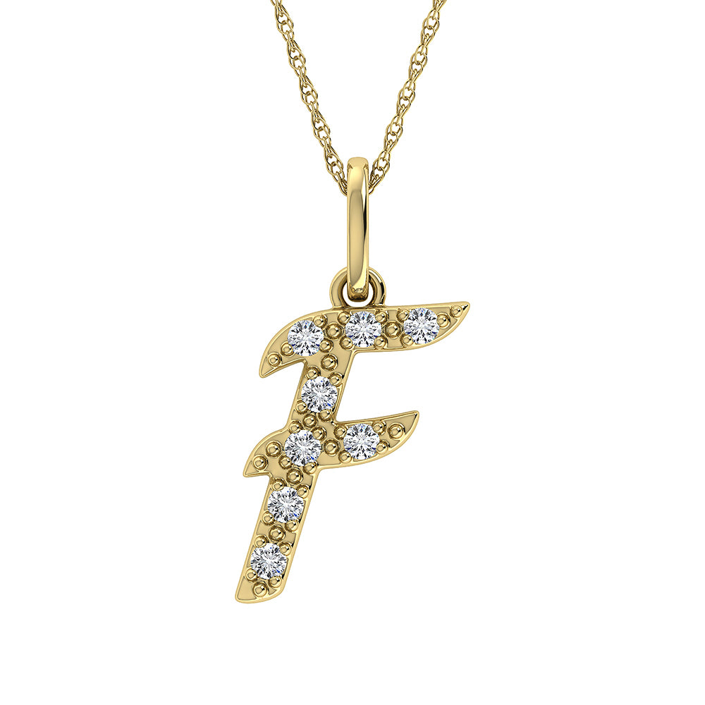 Diamond 1/8 Ct.Tw. Letter F Pendant in 10K Yellow Gold