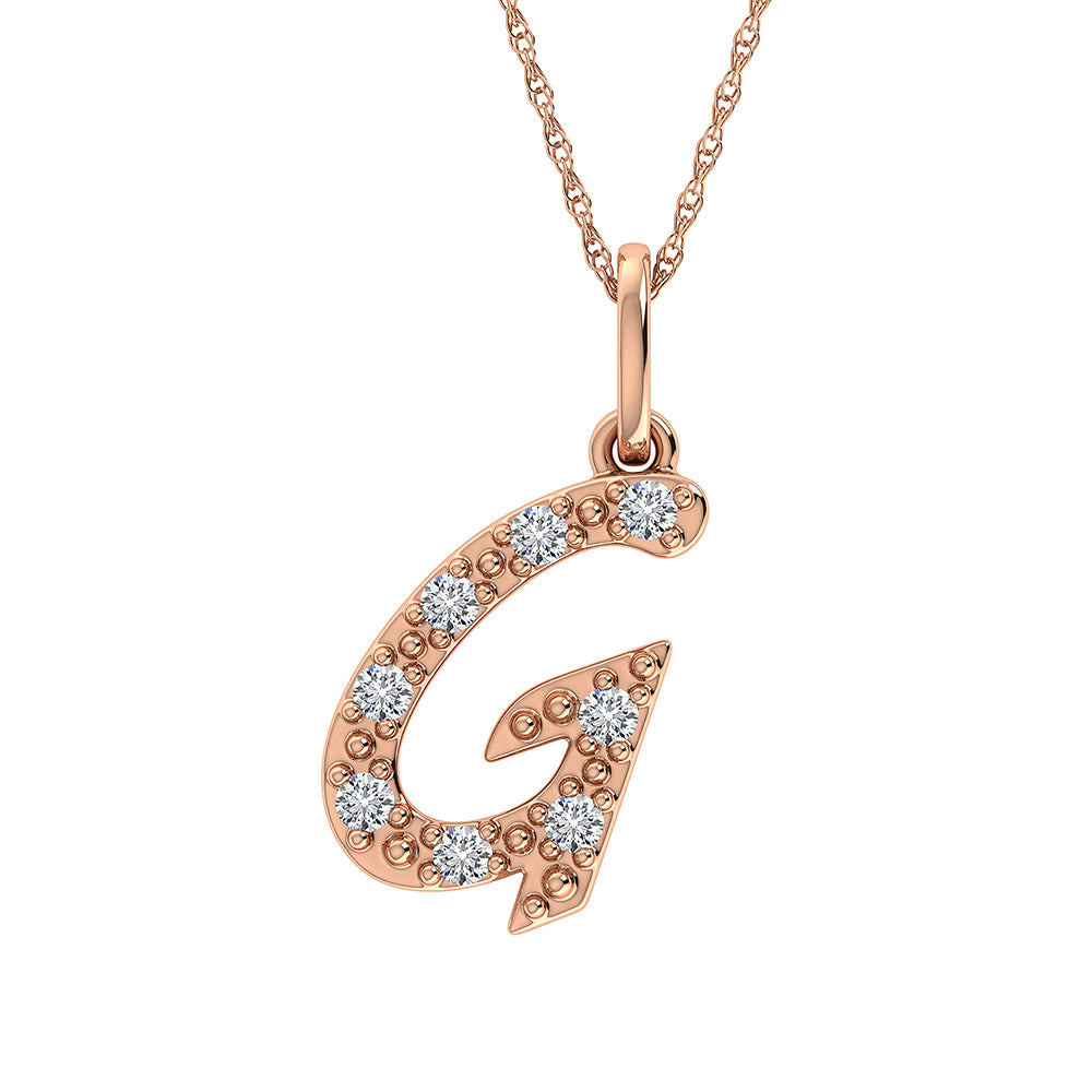 Diamond 1/8 Ct.Tw. Letter G Pendant in 10K Rose Gold