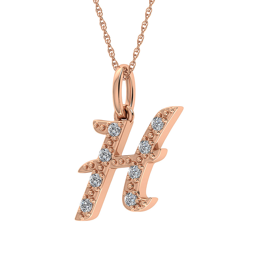 Diamond 1/8 Ct.Tw. Letter H Pendant in 10K Rose Gold