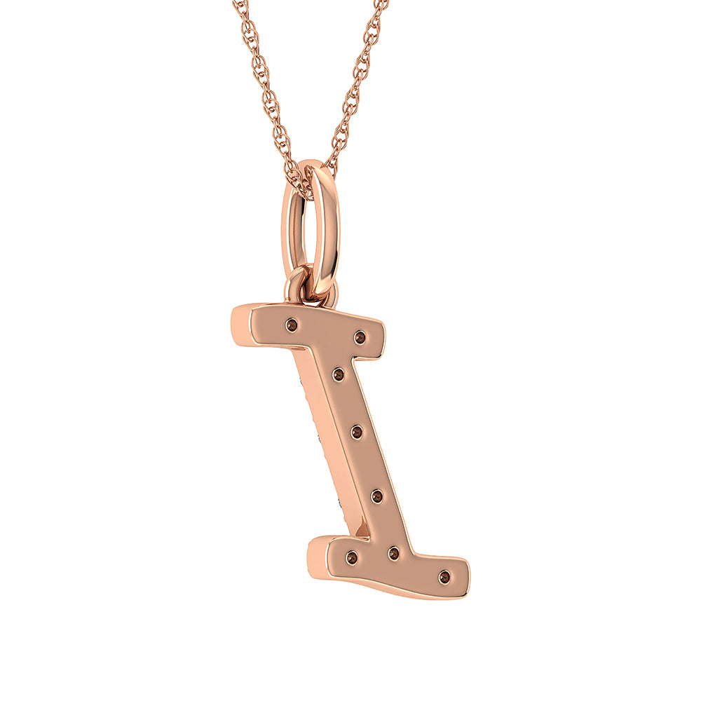 Diamond 1/8 Ct.Tw. Letter I Pendant in 10K Rose Gold