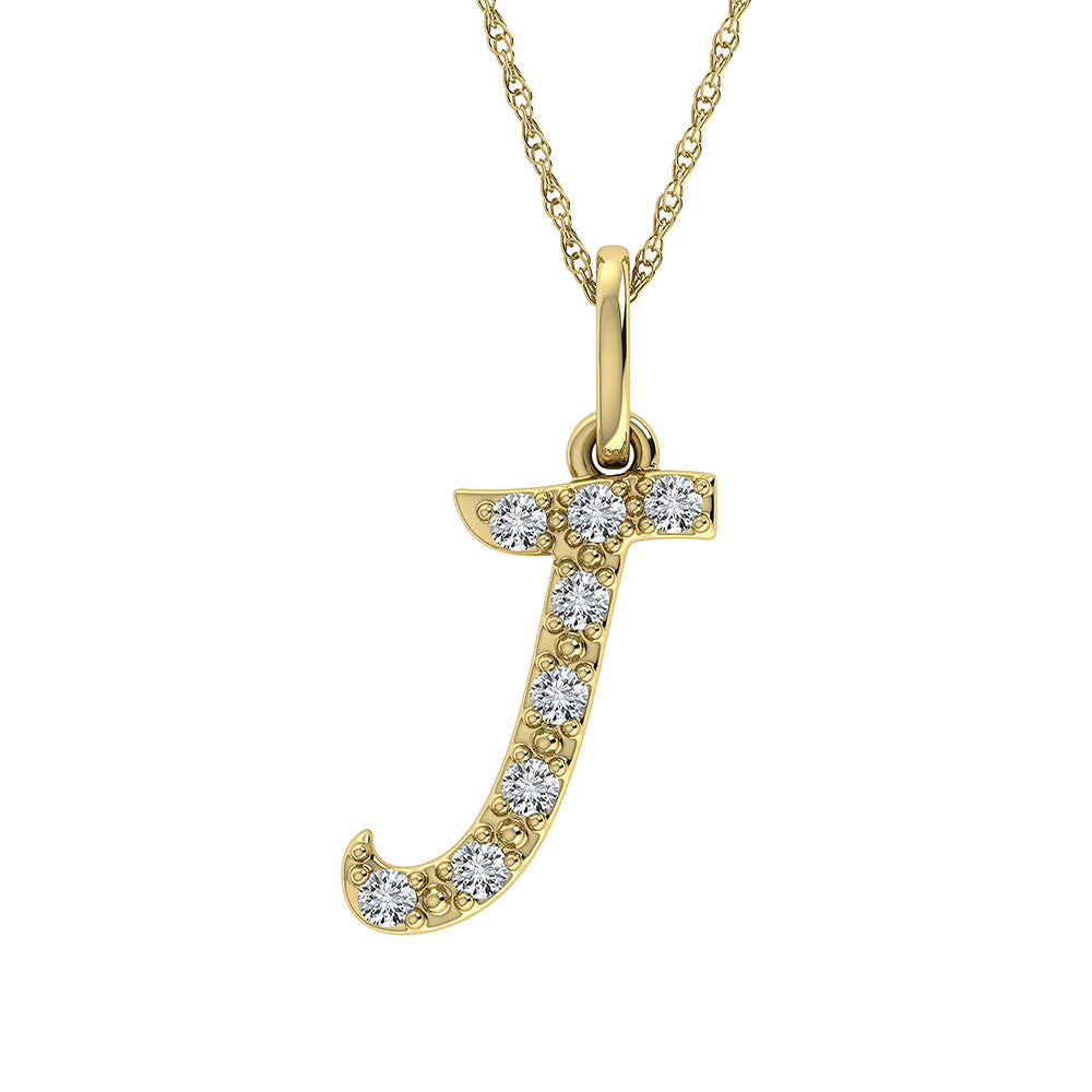 Diamond 1/8 Ct.Tw. Letter J Pendant in 10K Yellow Gold