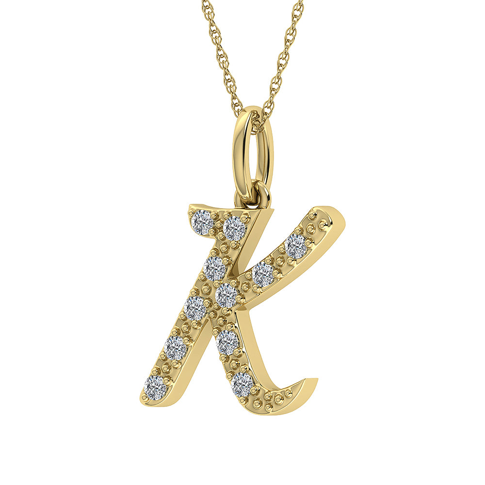 Diamond 1/8 Ct.Tw. Letter K Pendant in 10K Yellow Gold