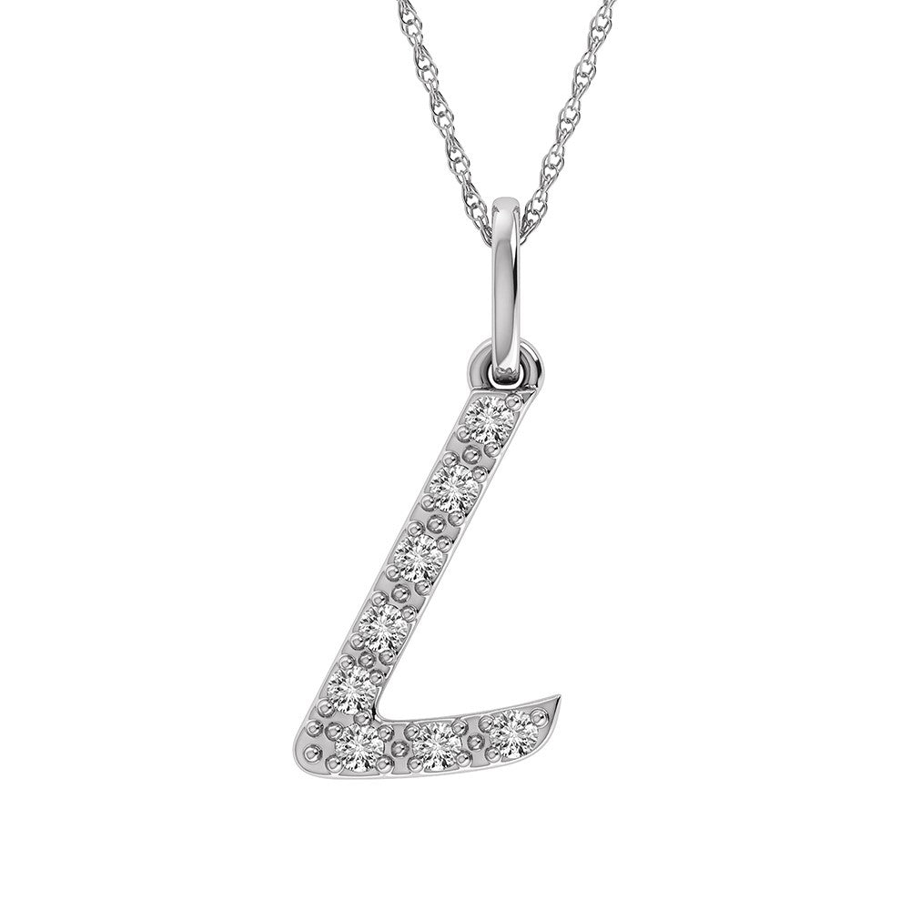 Diamond 1/8 Ct.Tw. Letter L Pendant in 10K White Gold