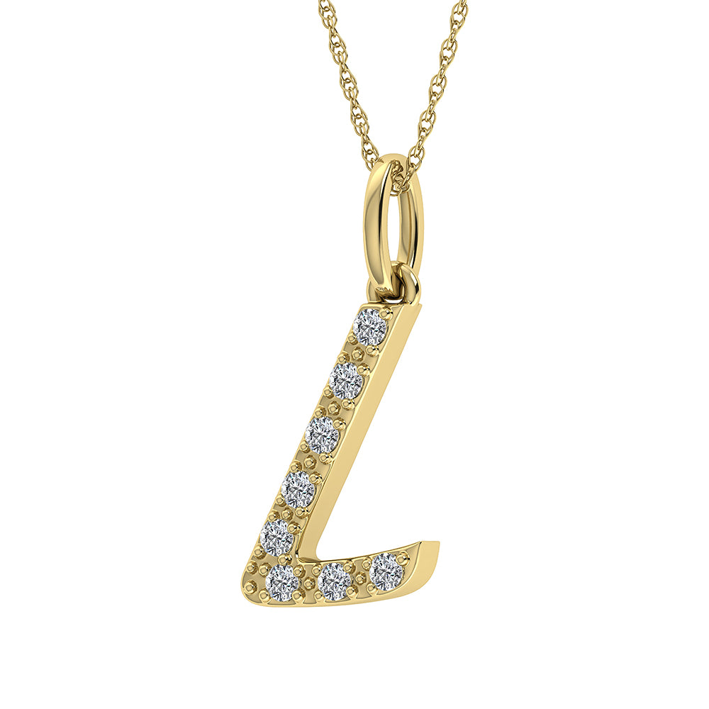 Diamond 1/8 Ct.Tw. Letter L Pendant in 10K Yellow Gold