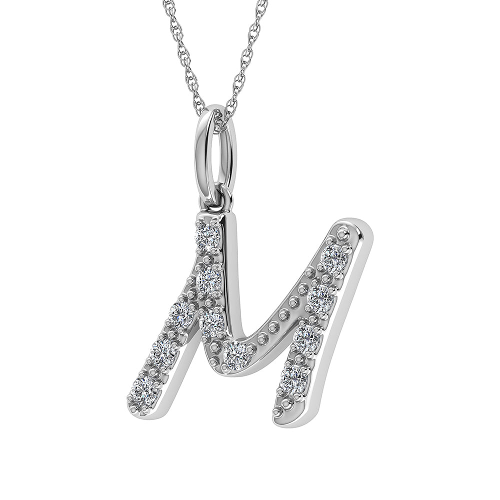 Diamond 1/8 Ct.Tw. Letter M Pendant in 10K White Gold