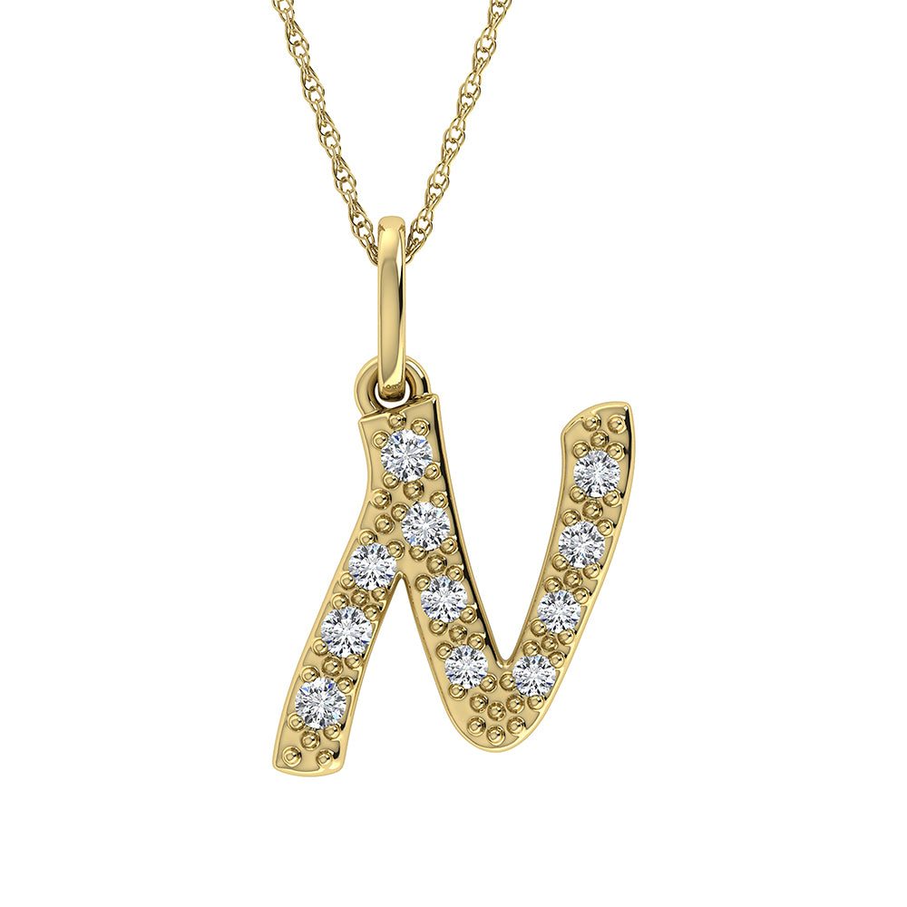 Diamond 1/8 Ct.Tw. Letter N Pendant in 10K Yellow Gold