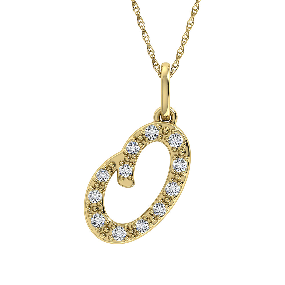 Diamond 1/8 Ct.Tw. Letter O Pendant in 10K Yellow Gold