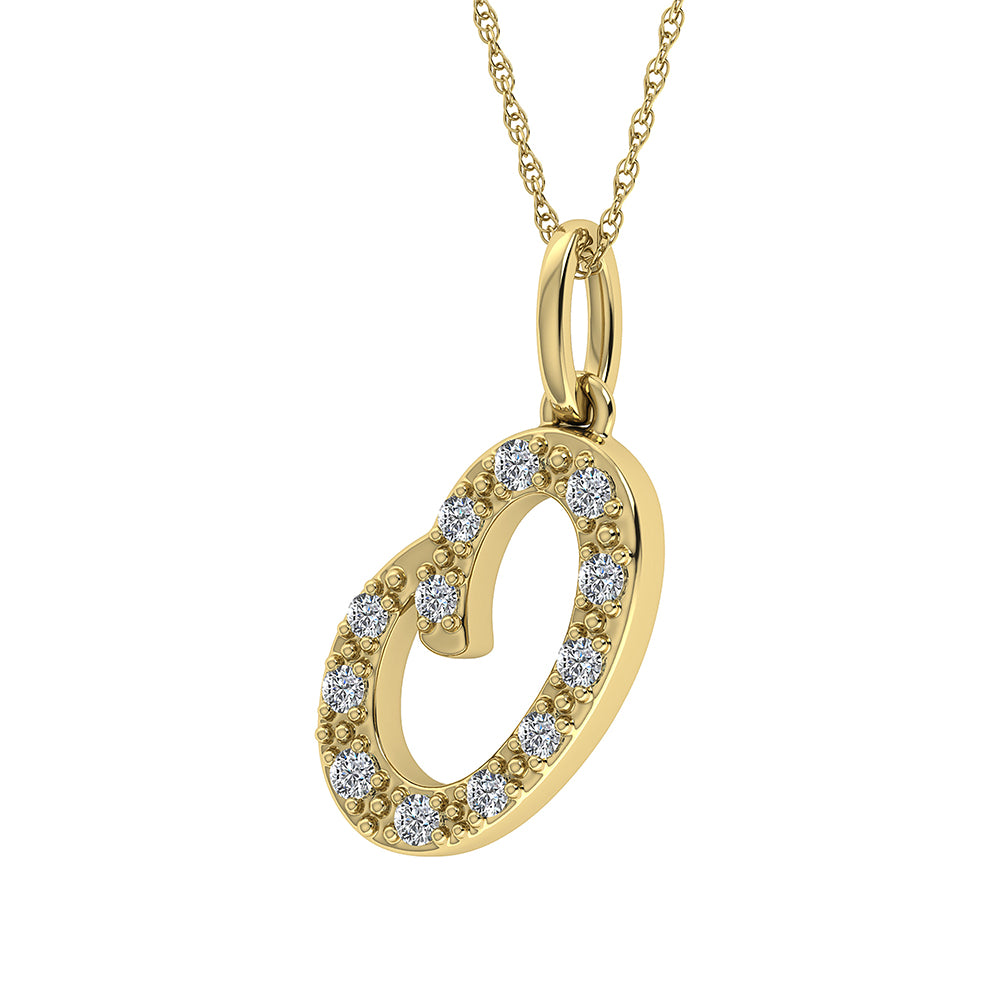 Diamond 1/8 Ct.Tw. Letter O Pendant in 10K Yellow Gold