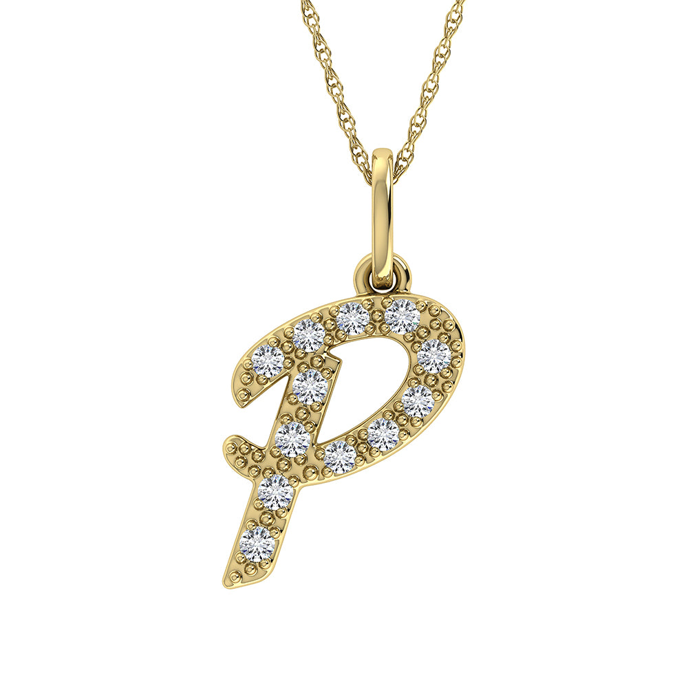 Diamond 1/8 Ct.Tw. Letter P Pendant in 10K Yellow Gold