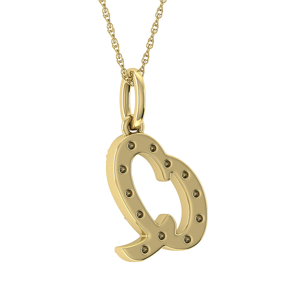 Diamond 1/8 Ct.Tw. Letter Q Pendant in 10K Yellow Gold