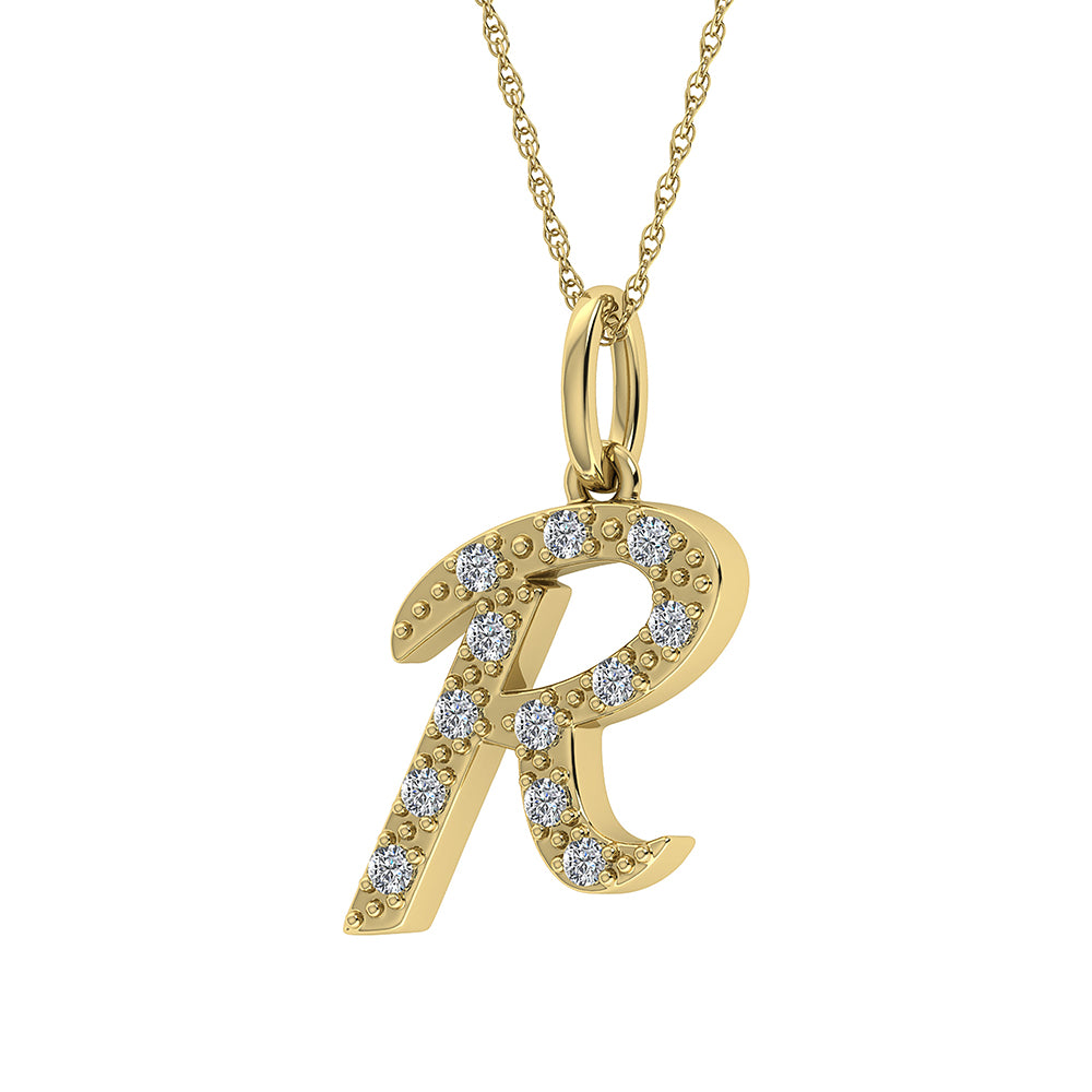 Diamond 1/8 Ct.Tw. Letter R Pendant in 10K Yellow Gold