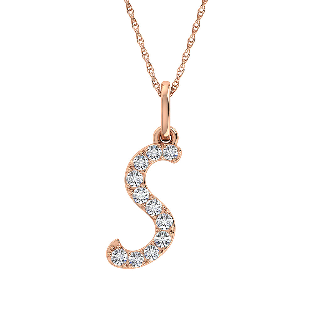 Diamond 1/8 Ct.Tw. Letter S Pendant in 10K Rose Gold