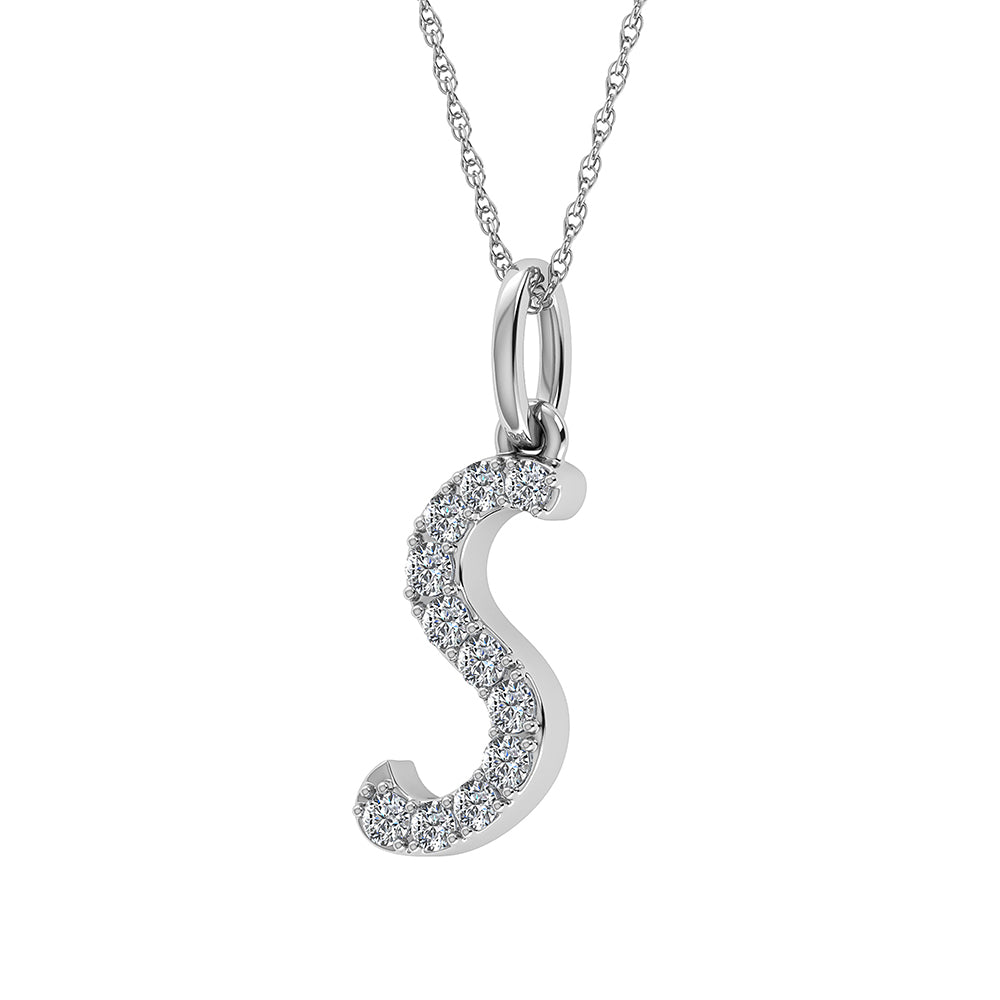 Diamond 1/8 Ct.Tw. Letter S Pendant in 10K White Gold