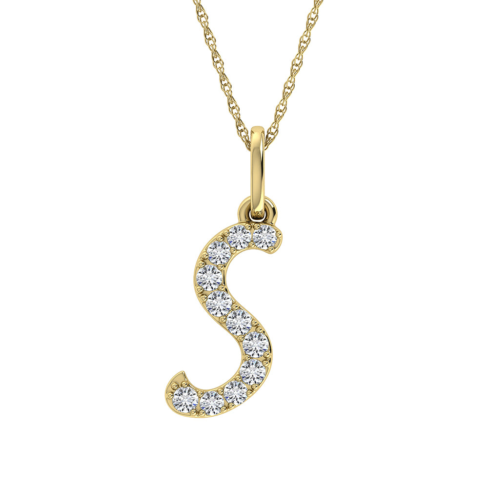 Diamond 1/8 Ct.Tw. Letter S Pendant in 10K Yellow Gold