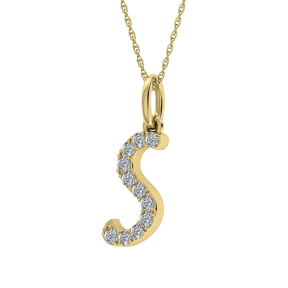 Diamond 1/8 Ct.Tw. Letter S Pendant in 10K Yellow Gold