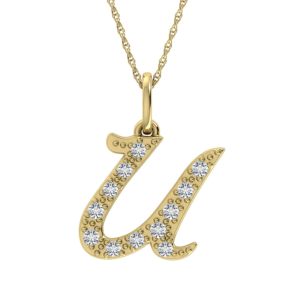 Diamond 1/8 Ct.Tw. Letter U Pendant in 10K Yellow Gold