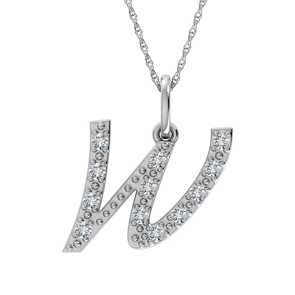 Diamond 1/8 Ct.Tw. Letter W Pendant in 10K White Gold