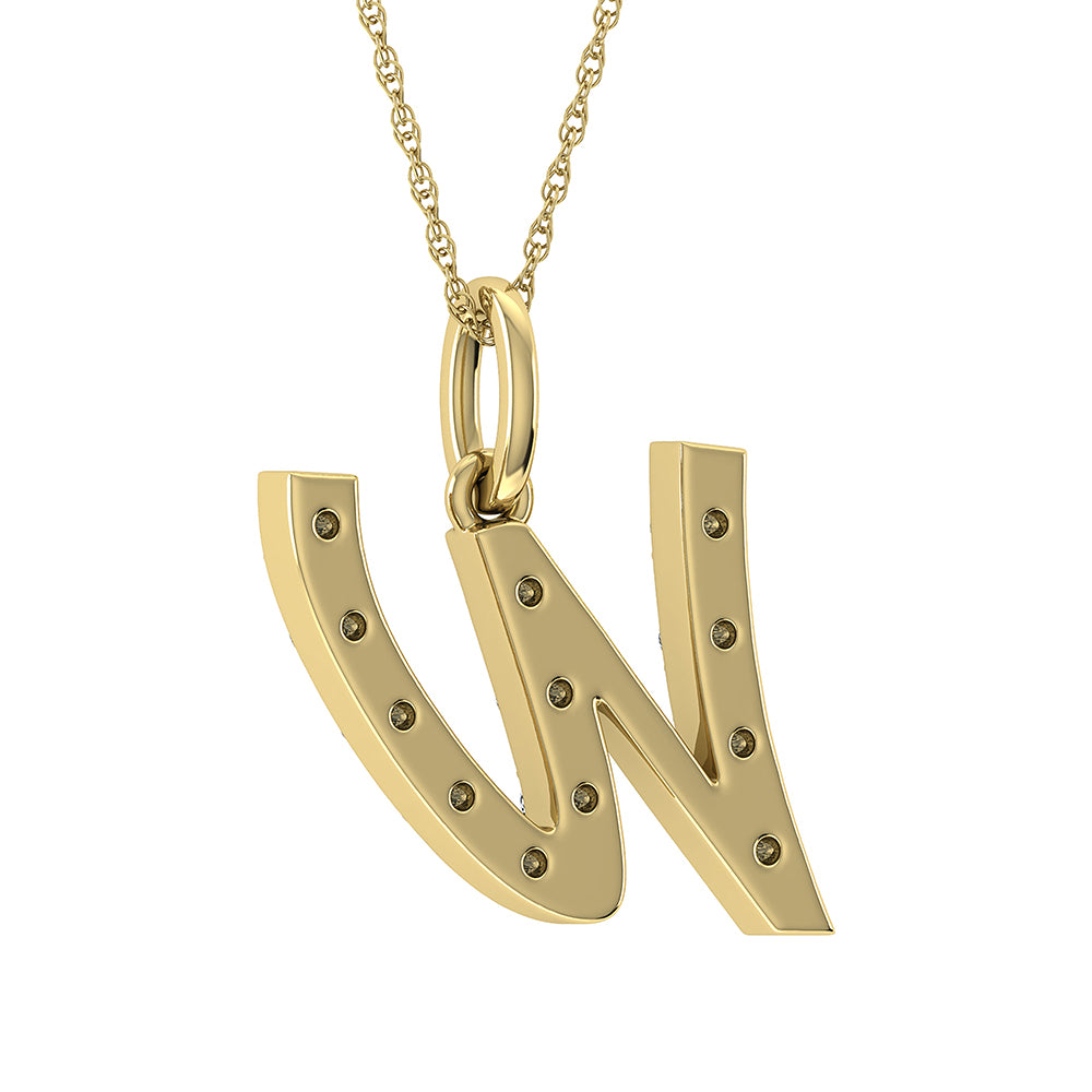 Diamond 1/8 Ct.Tw. Letter W Pendant in 10K Yellow Gold