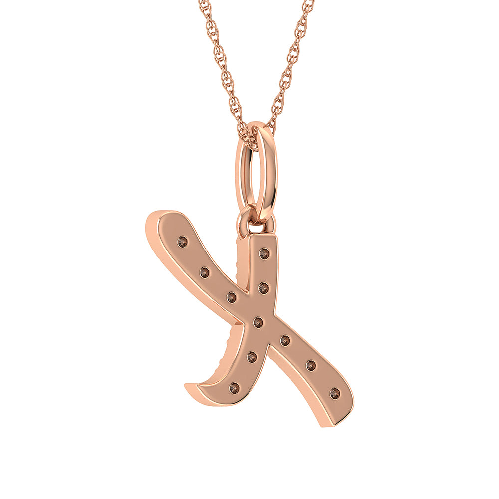 Diamond 1/8 Ct.Tw. Letter X Pendant in 10K Rose Gold