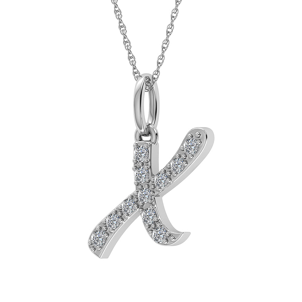 Diamond 1/8 Ct.Tw. Letter X Pendant in 10K White Gold