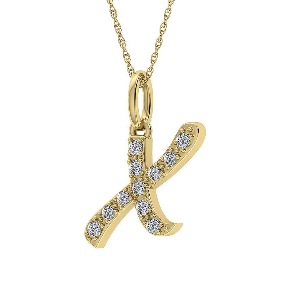 Diamond 1/8 Ct.Tw. Letter X Pendant in 10K Yellow Gold