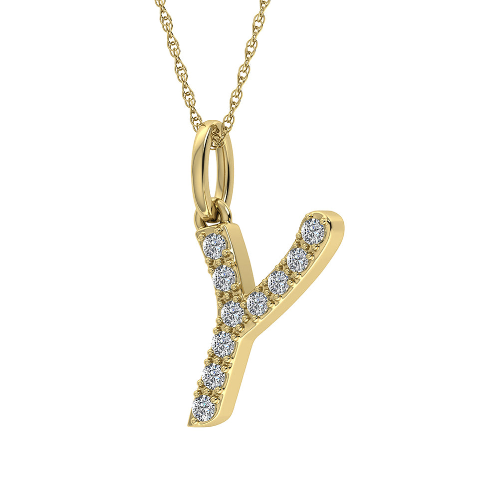 Diamond 1/8 Ct.Tw. Letter Y Pendant in 10K Yellow Gold