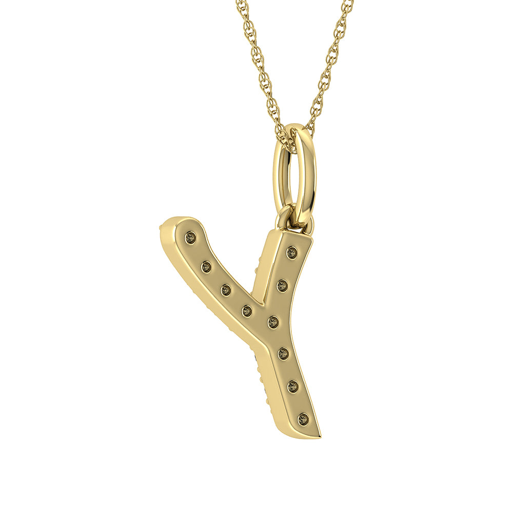 Diamond 1/8 Ct.Tw. Letter Y Pendant in 10K Yellow Gold