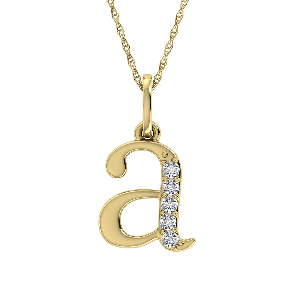 Diamond 1/20 Ct.Tw. Letter A Pendant in 10K Yellow Gold