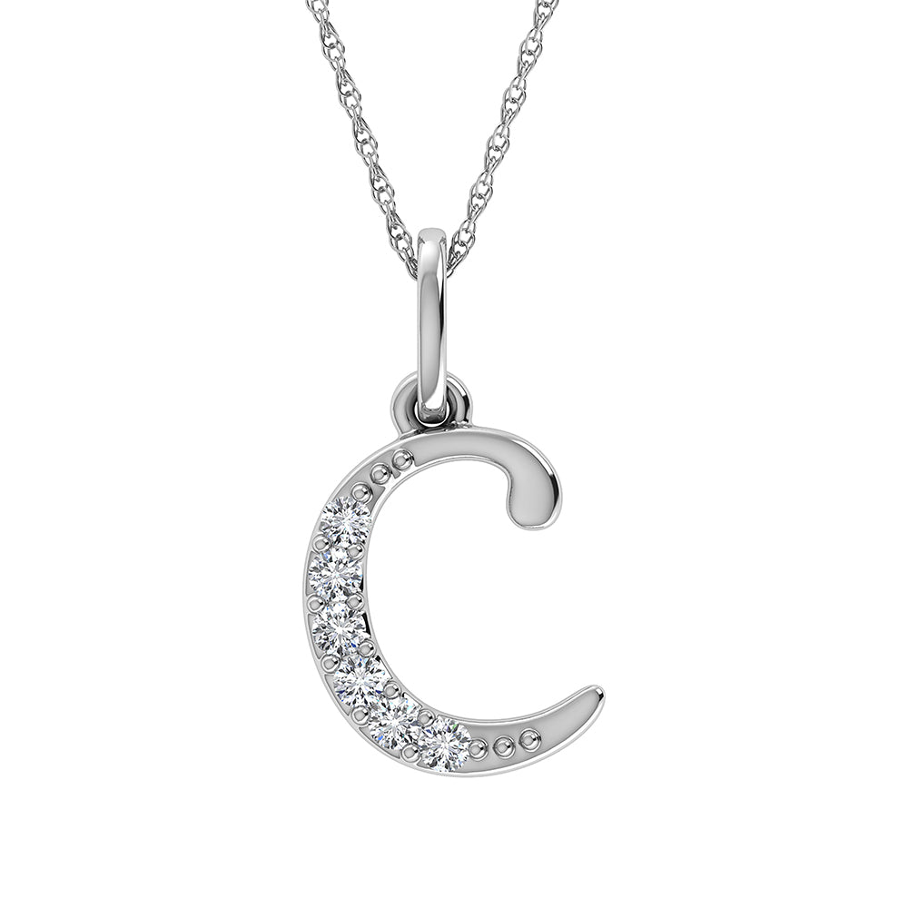 Diamond 1/20 Ct.Tw. Letter C Pendant in 10K White Gold