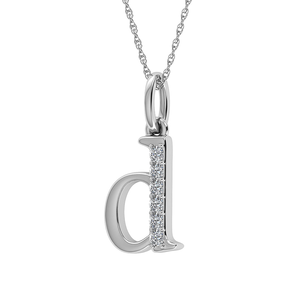 Diamond 1/20 Ct.Tw. Letter D Pendant in 10K White Gold