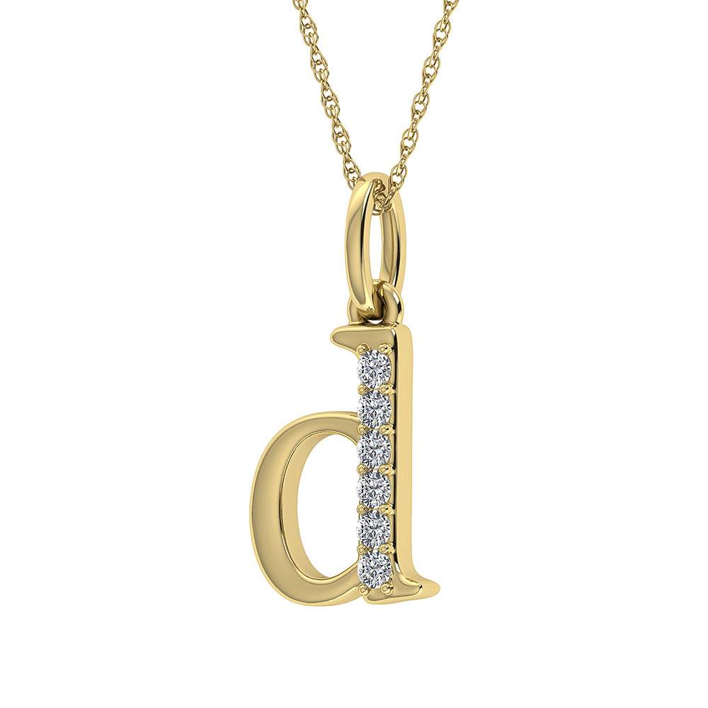 Diamond 1/20 Ct.Tw. Letter D Pendant in 10K Yellow Gold