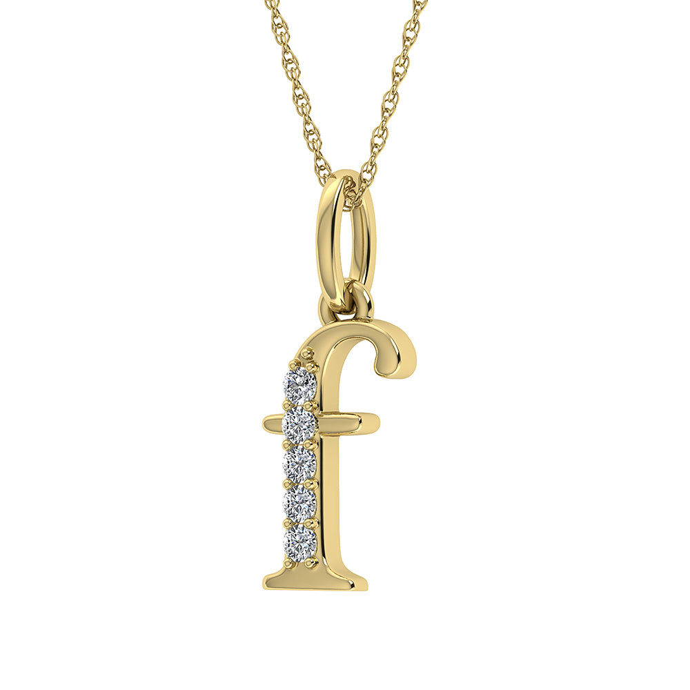 Diamond 1/20 Ct.Tw. Letter F Pendant in 10K Yellow Gold