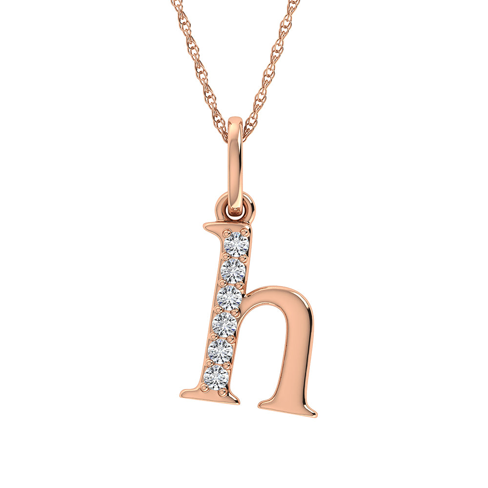 Diamond 1/20 Ct.Tw. Letter H Pendant in 10K Rose Gold