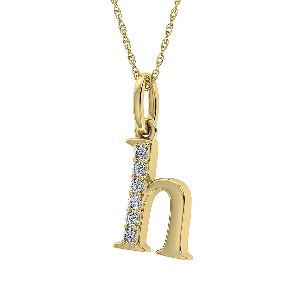 Diamond 1/20 Ct.Tw. Letter H Pendant in 10K Yellow Gold