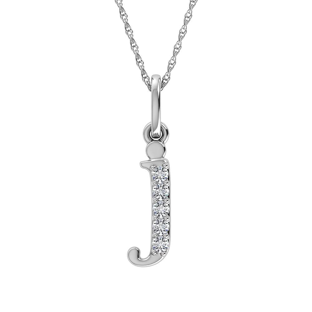 Diamond 1/20 Ct.Tw. Letter J Pendant in 10K White Gold