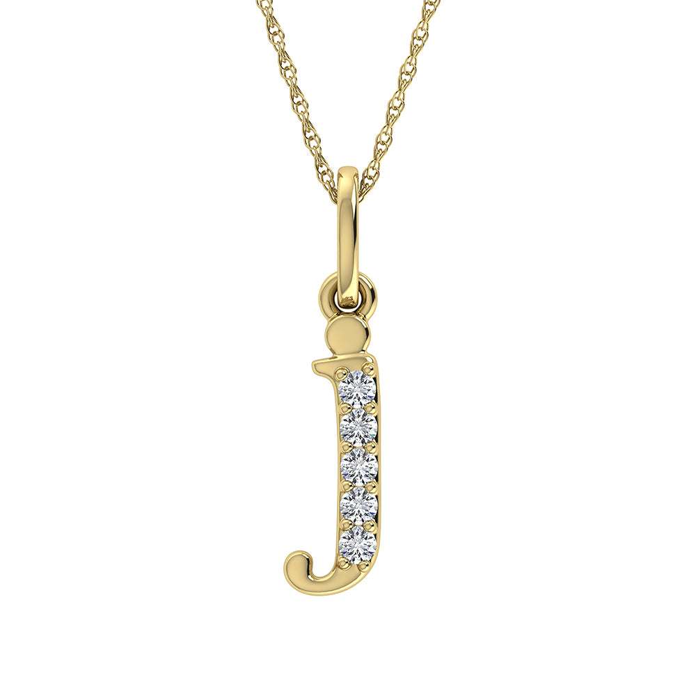 Diamond 1/20 Ct.Tw. Letter J Pendant in 10K Yellow Gold