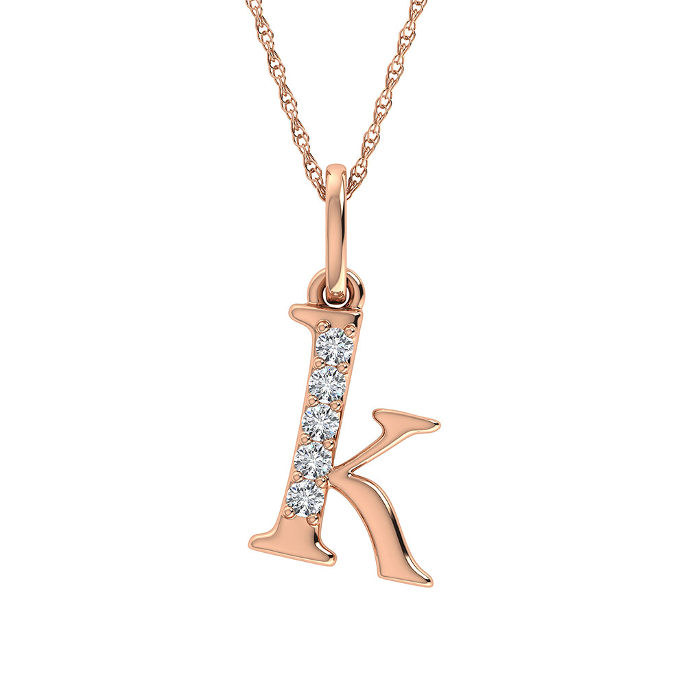 Diamond 1/20 Ct.Tw. Letter K Pendant in 10K Rose Gold