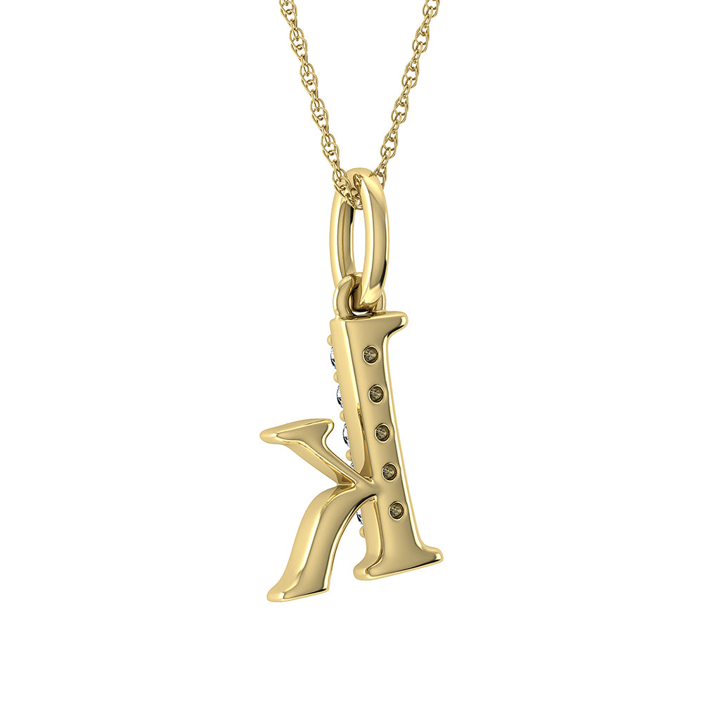 Diamond 1/20 Ct.Tw. Letter K Pendant in 10K Yellow Gold