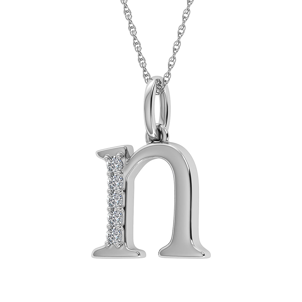 Diamond 1/20 Ct.Tw. Letter N Pendant in 10K White Gold