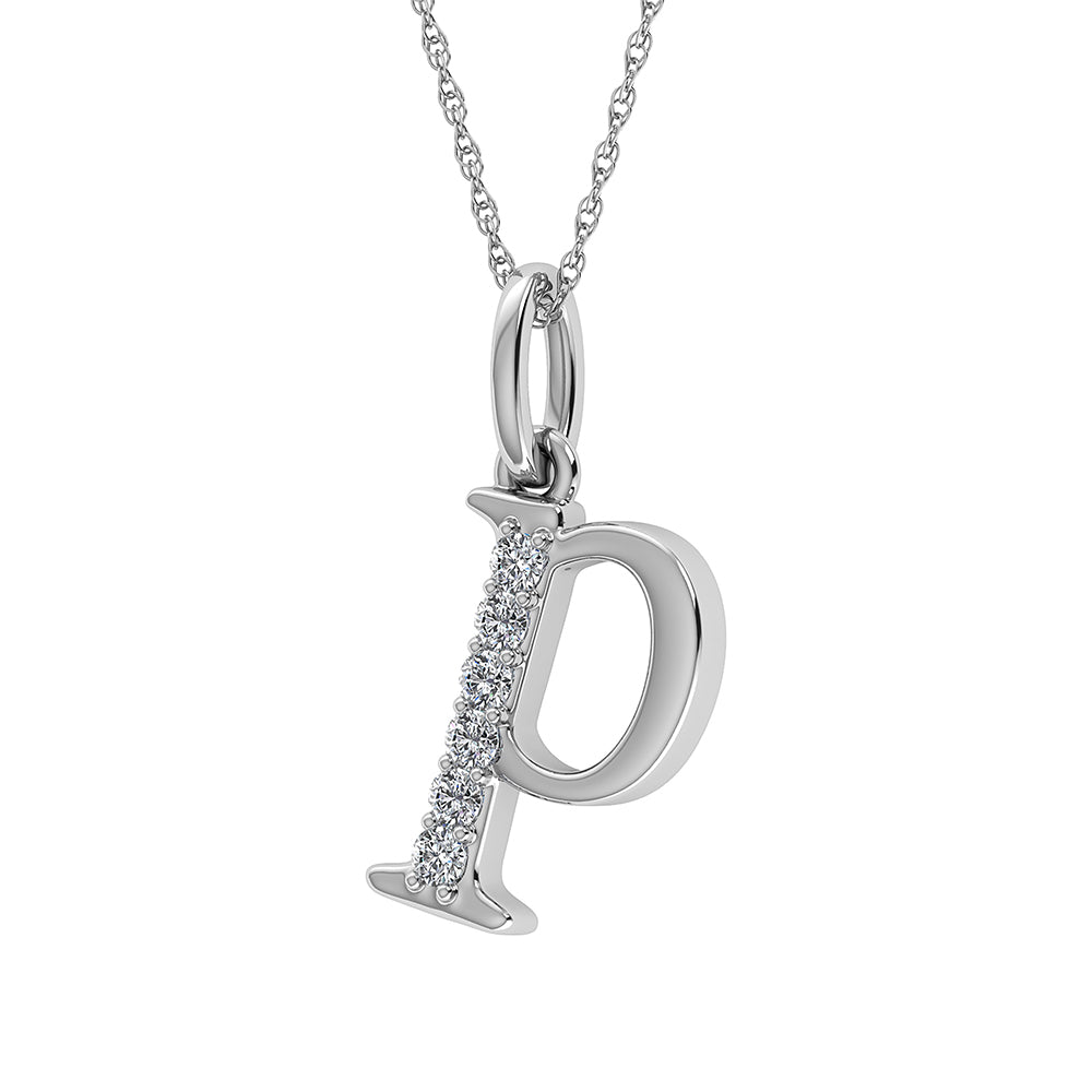 Diamond 1/20 Ct.Tw. Letter P Pendant in 10K White Gold