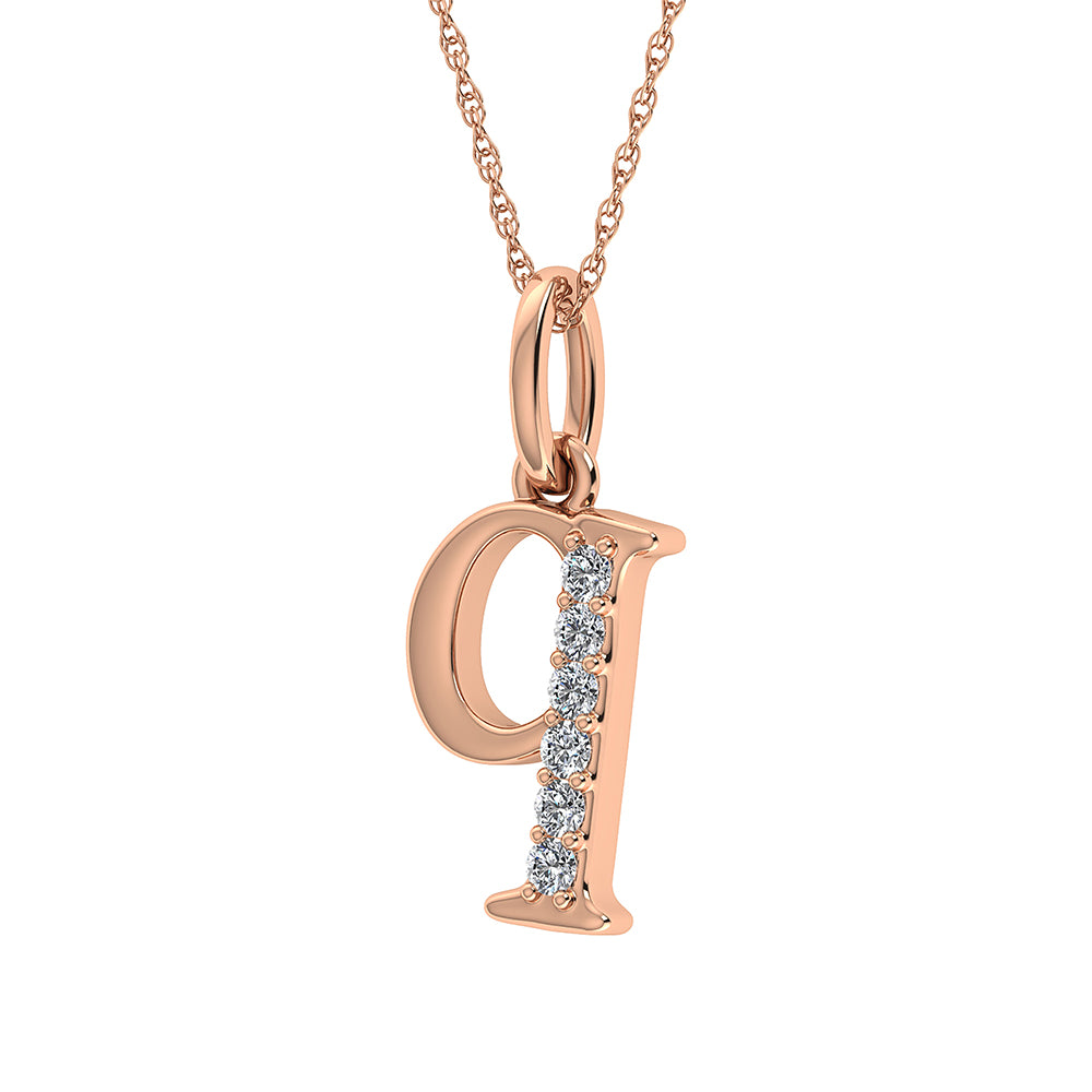 Diamond 1/20 Ct.Tw. Letter Q Pendant in 10K Rose Gold