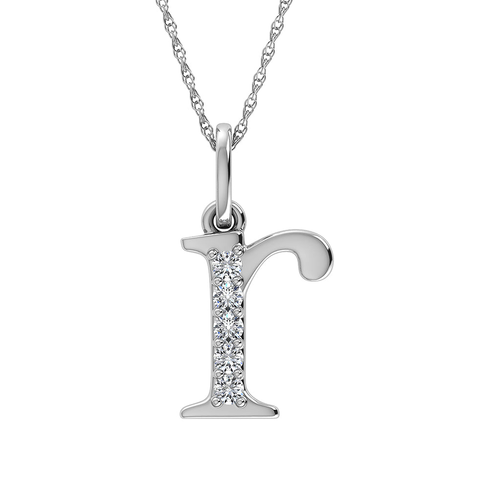 Diamond 1/20 Ct.Tw. Letter R Pendant in 10K White Gold