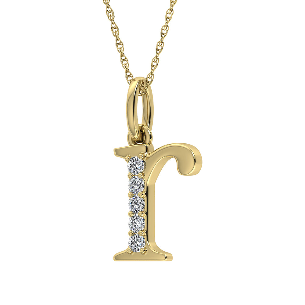 Diamond 1/20 Ct.Tw. Letter R Pendant in 10K Yellow Gold