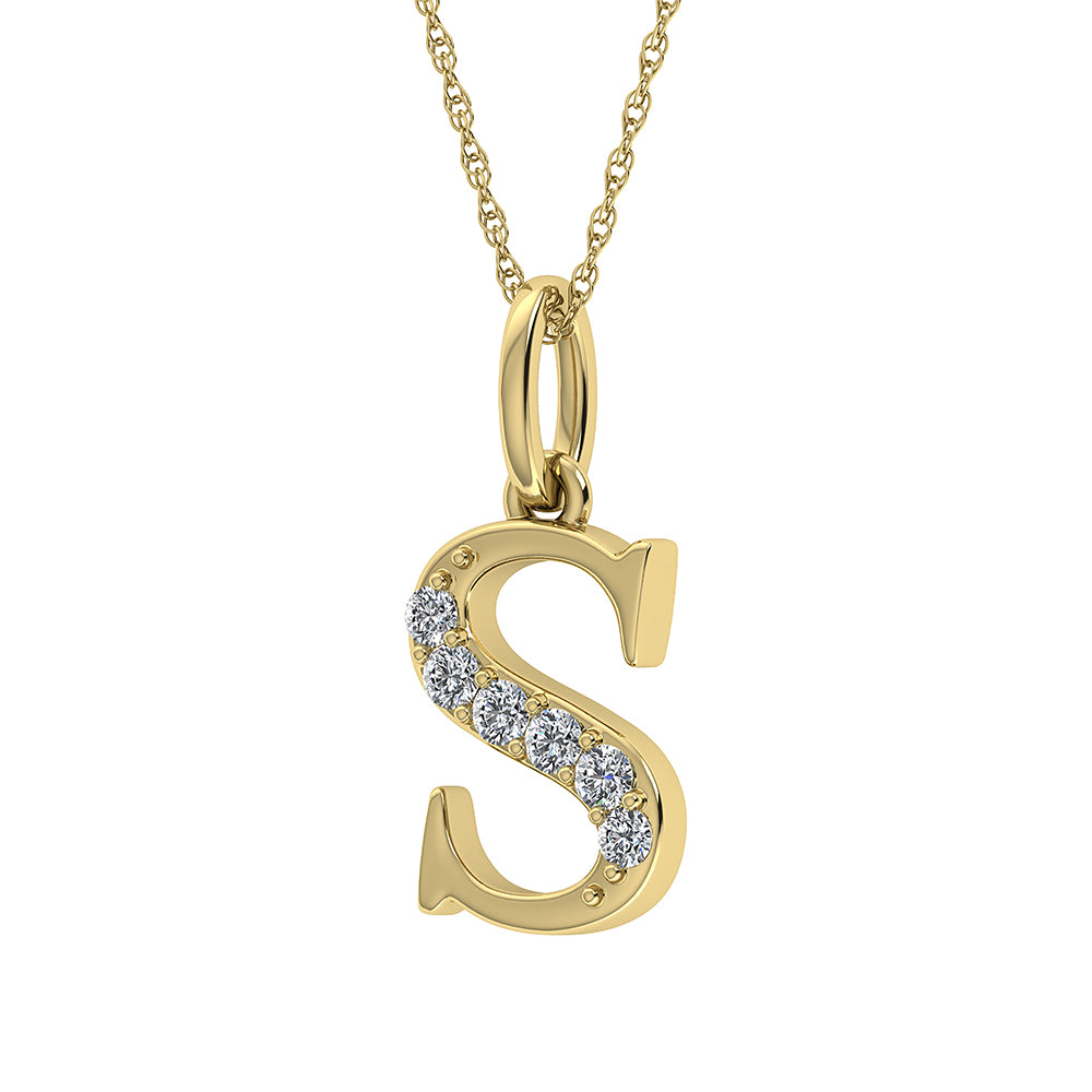 Diamond 1/20 Ct.Tw. Letter S Pendant in 10K Yellow Gold