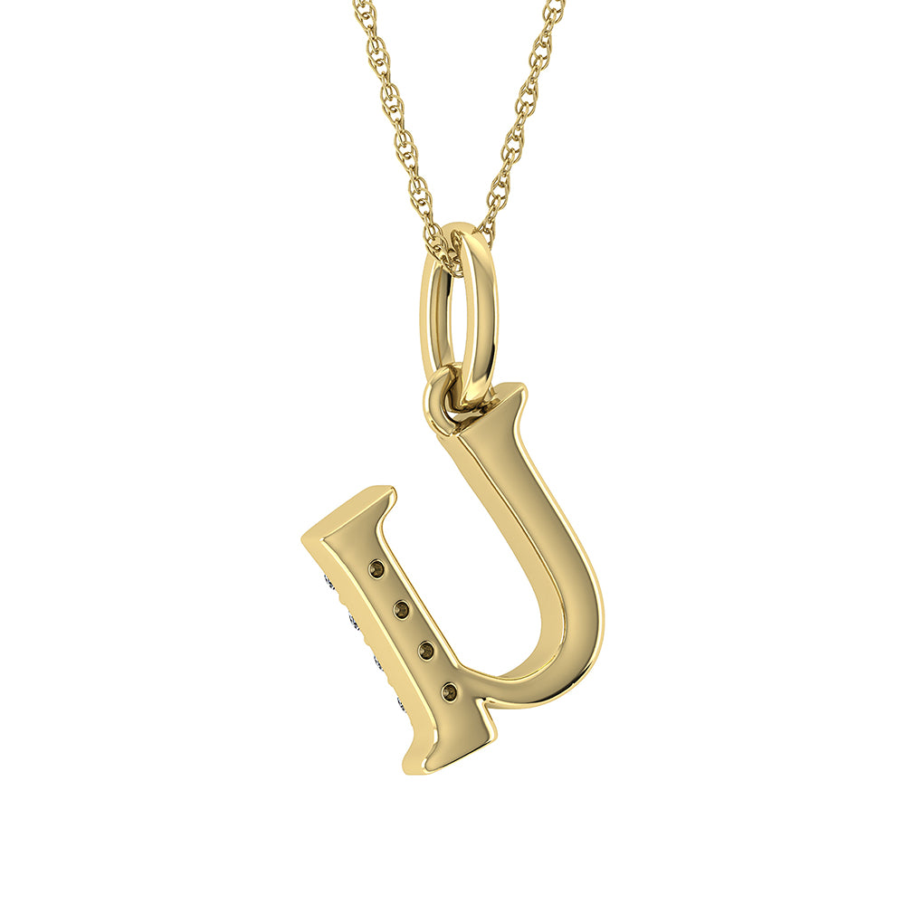 Diamond 1/20 Ct.Tw. Letter U Pendant in 10K Yellow Gold