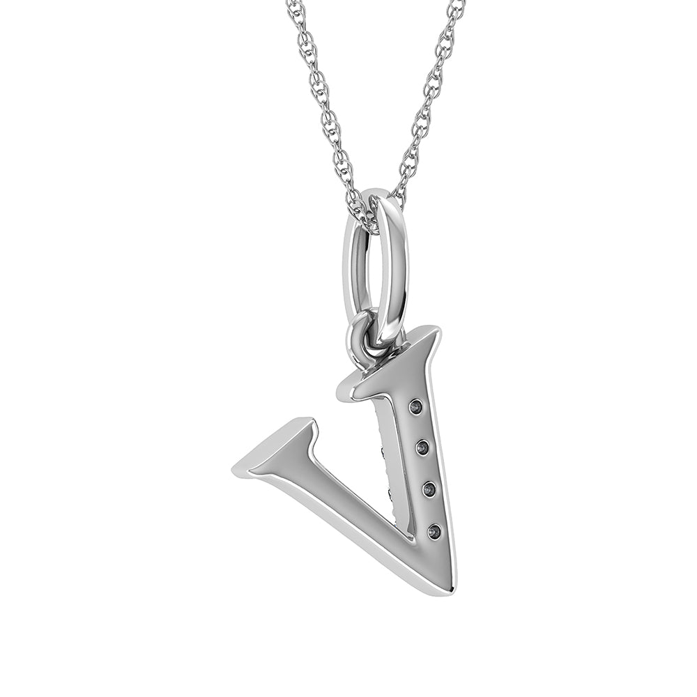 Diamond 1/20 Ct.Tw. Letter V Pendant in 10K White Gold