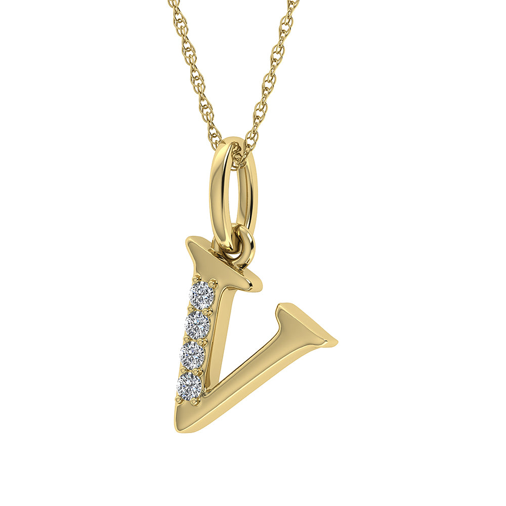 Diamond 1/20 Ct.Tw. Letter V Pendant in 10K Yellow Gold